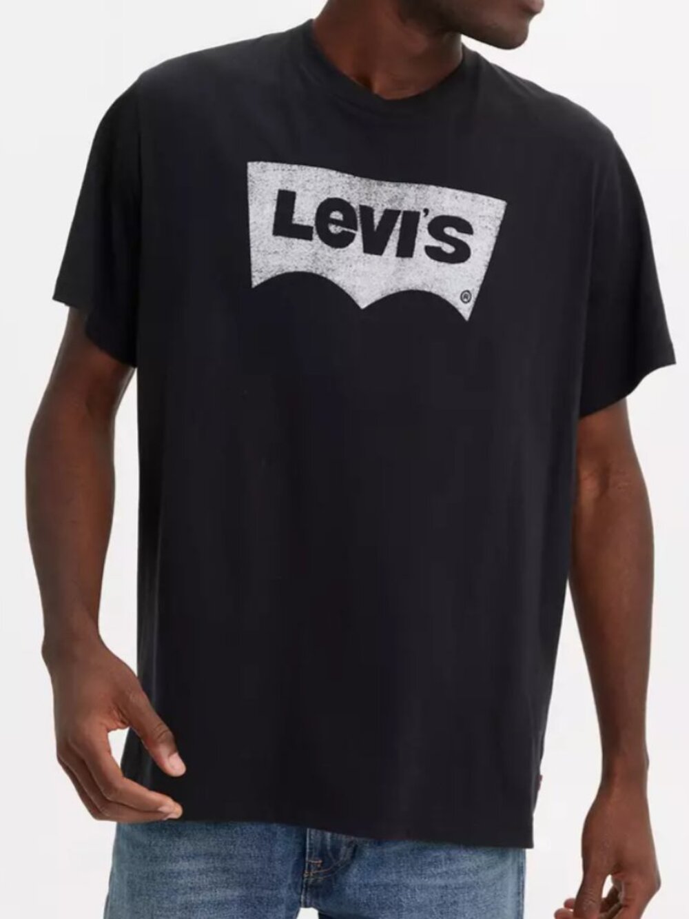 Levi's Classic Graphic Cotton T-Shirt XXL Black White Batwing 90s Grunge Rugged